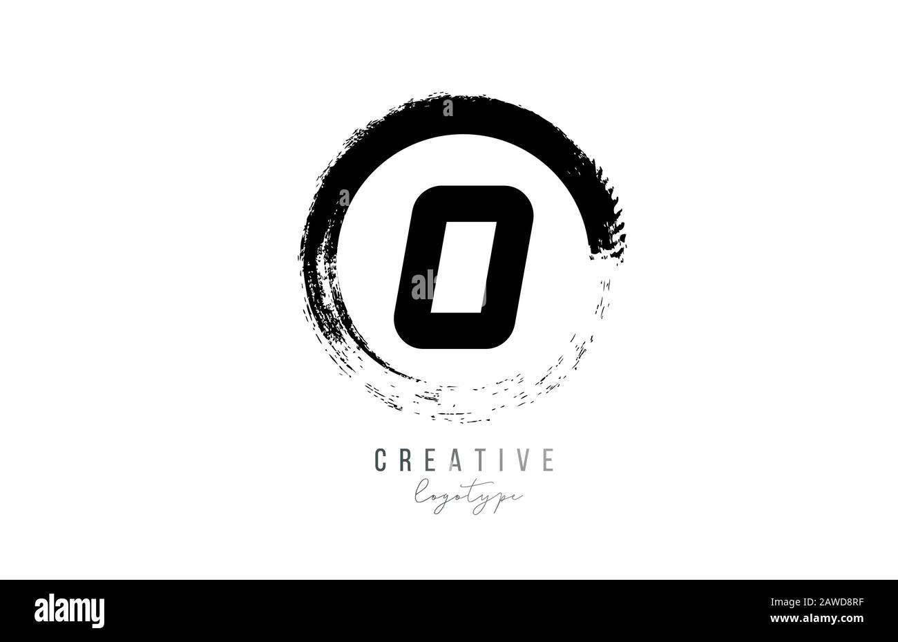 black letter grunge circle O alphabet logo icon design template for ...