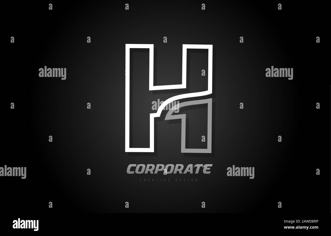 black and white line company business H letter alphabet logo icon ...