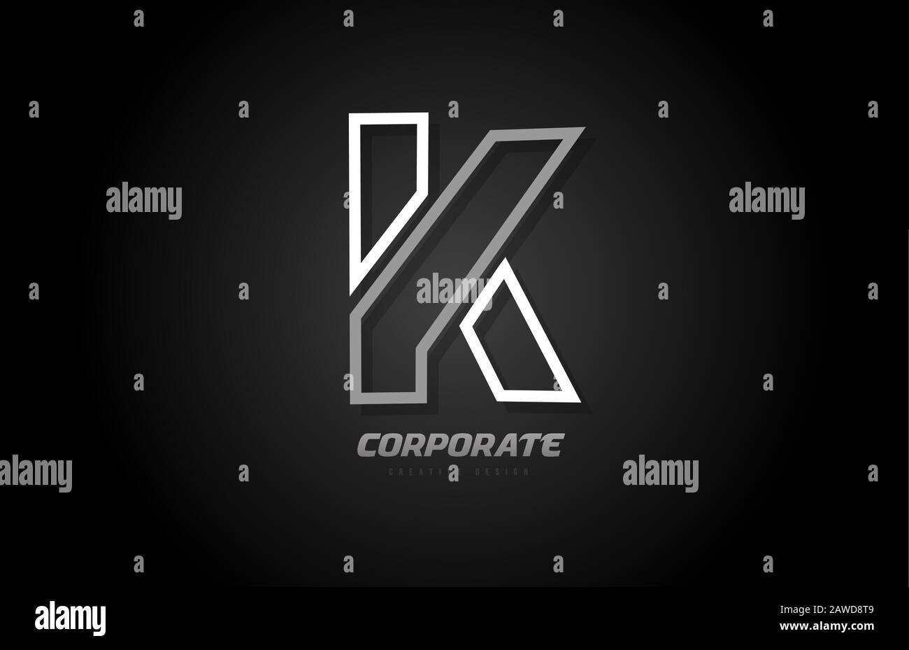 black and white line company business k letter alphabet logo icon ...