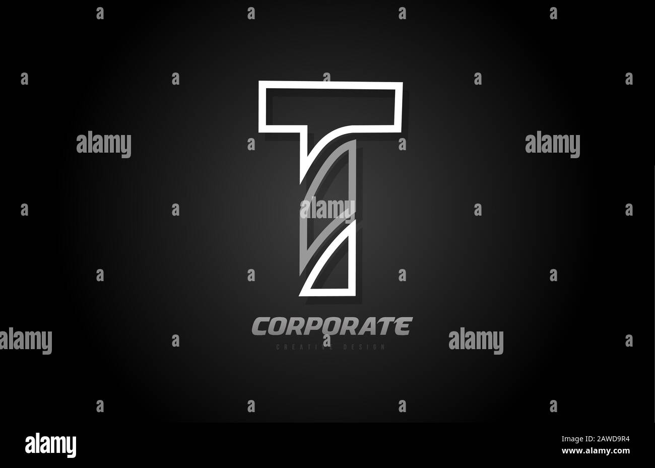 black and white line company business T letter alphabet logo icon ...