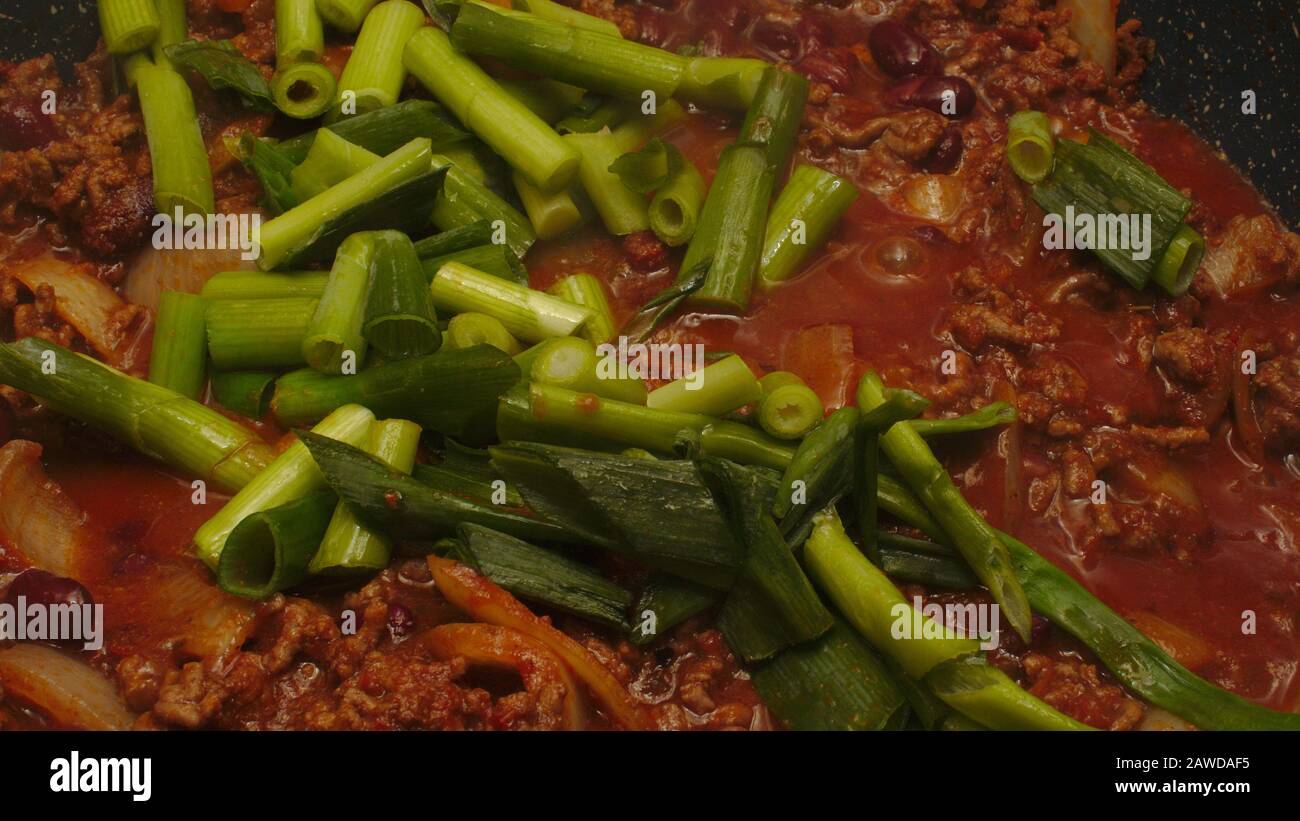 Beef mince cookng Stock Photo Alamy