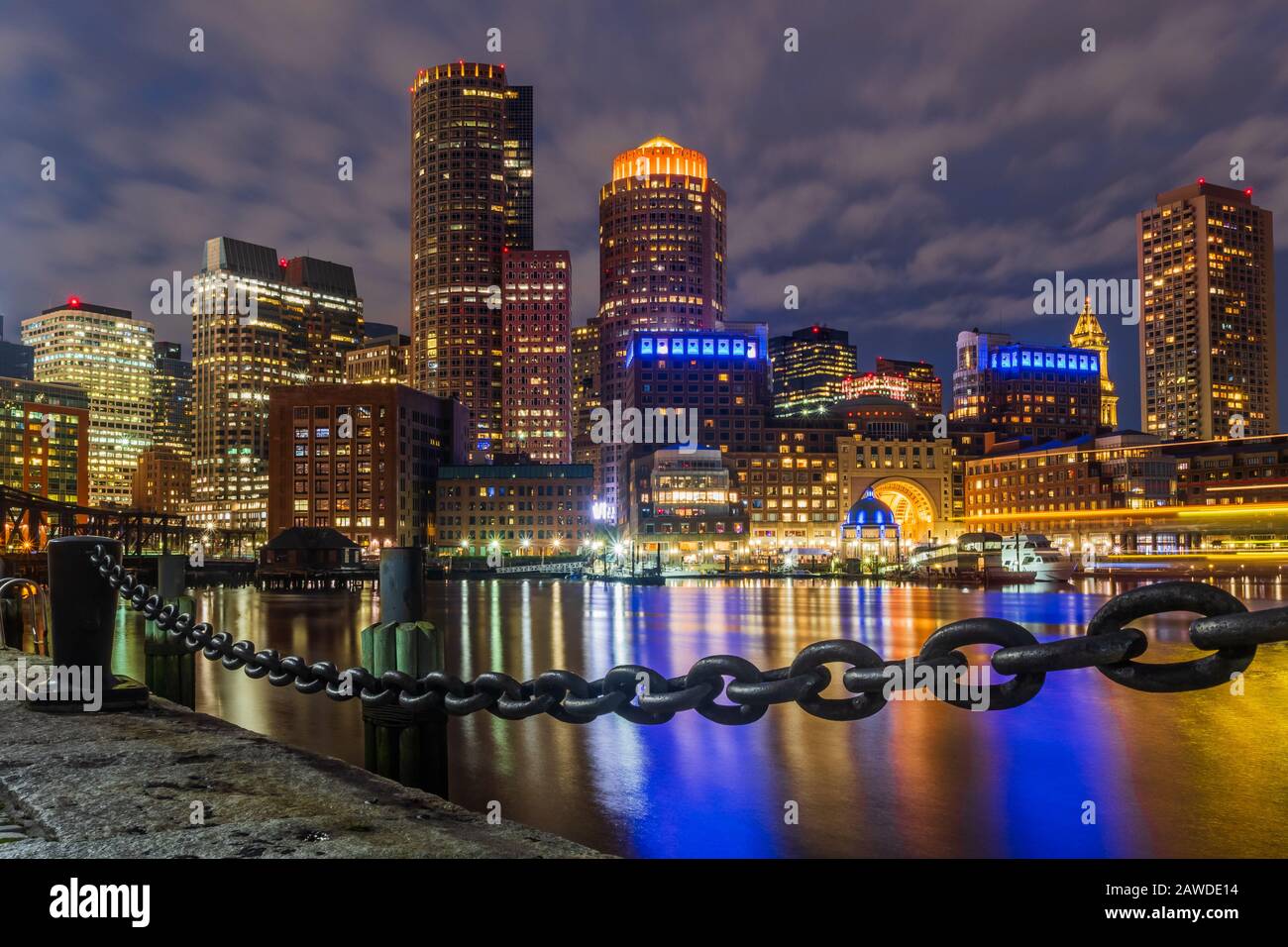 Boston City Lights Stock Photo - Alamy