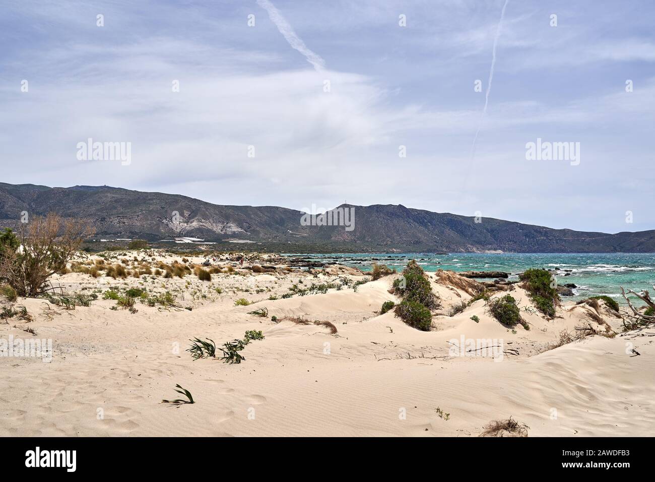 Clear water of Elafonissi beach in Crete island, Greece Stock Photo