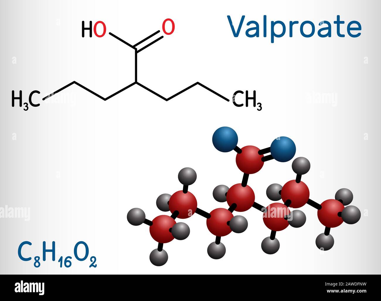 Valproate Vpa Valproic Acid Sodium Valproate Molecule It Is Anticonvulsant And Antiepileptic Drug Structural Chemical Formula And Molecule Model Stock Vector Image Art Alamy