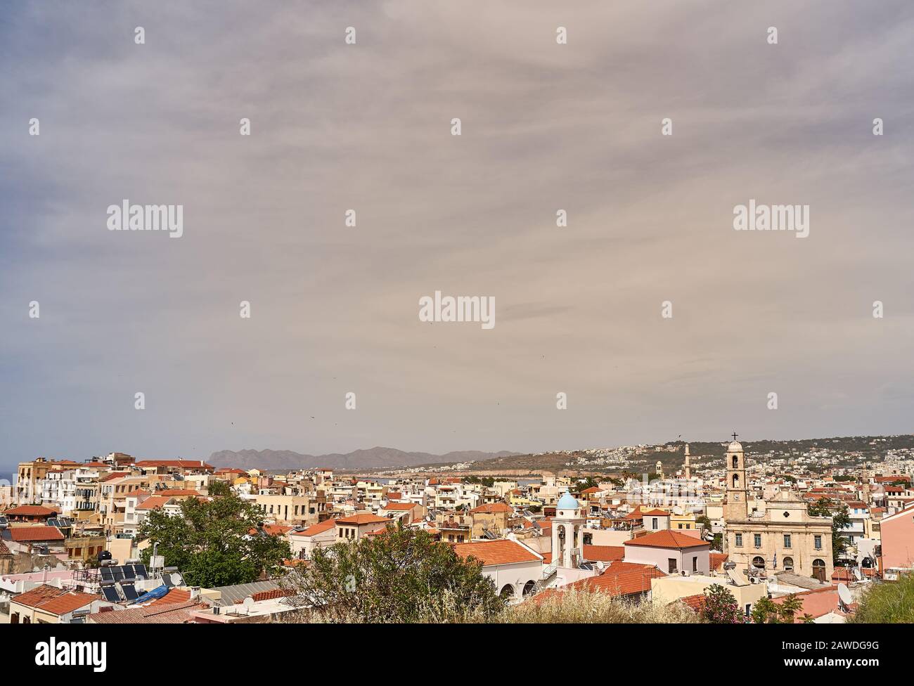 Panorama of old town of Chania, Crete, Greece in summer Stock Photo