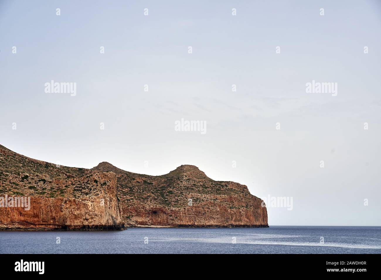 Mountains seen from way to Balos beach on a lagoon and coast of Crete Island, Greece in summer Stock Photo