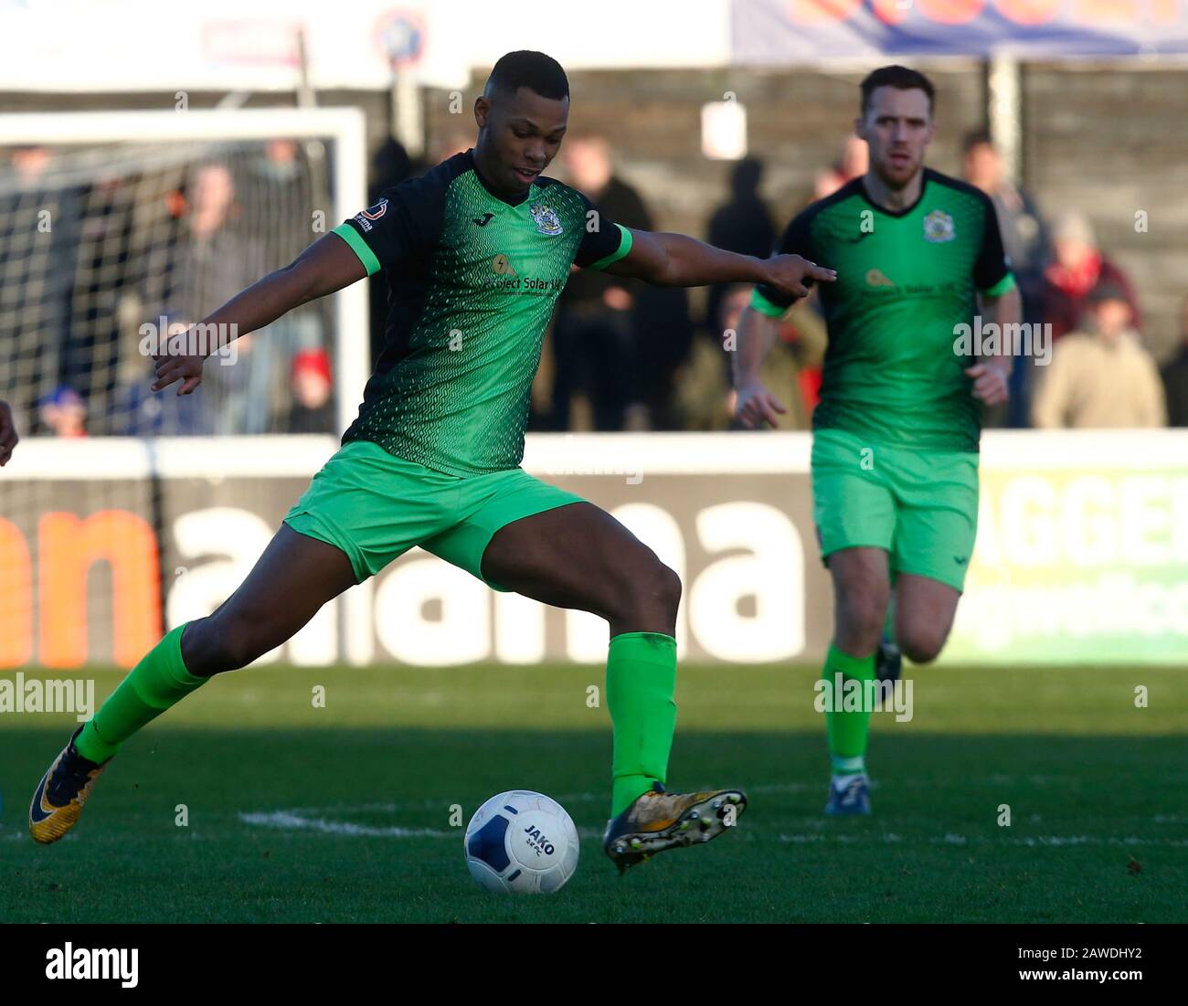 London, UK. 08th Feb, 2020. DAGENHAM, ENGLAND. FEBRUARY 08: Nyal Bell of Stockport County during National League match between Dagenham and Redbridge FC and Stockport County at The Chigwell Construction Stadium in Dagenham, England on February 08, 2020 Credit: Action Foto Sport/Alamy Live News Stock Photo