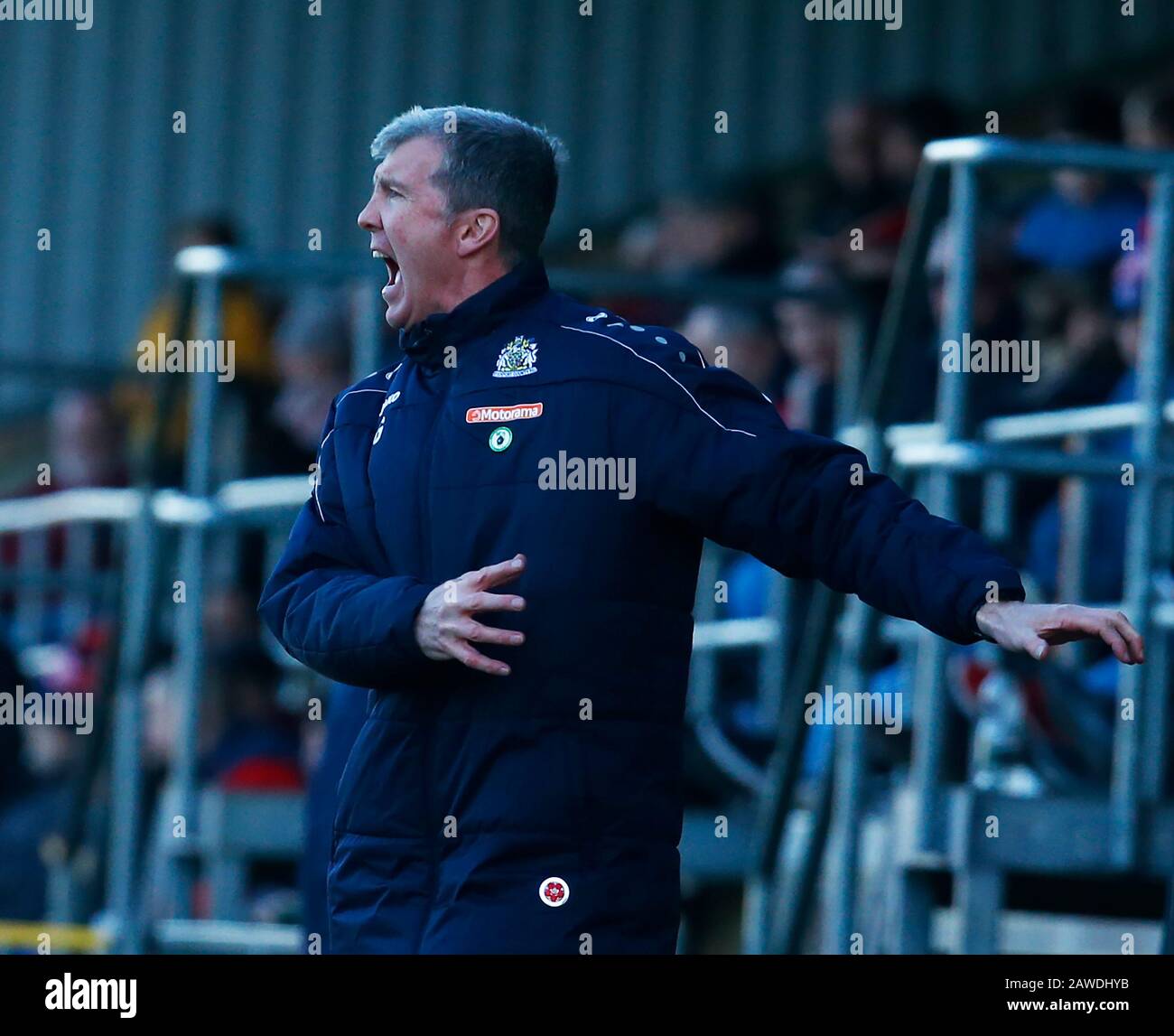 London, UK. 08th Feb, 2020. DAGENHAM, ENGLAND. FEBRUARY 08: Jim Gannon manager of Stockport Countyduring National League match between Dagenham and Redbridge FC and Stockport County at The Chigwell Construction Stadium in Dagenham, England on February 08, 2020 Credit: Action Foto Sport/Alamy Live News Stock Photo