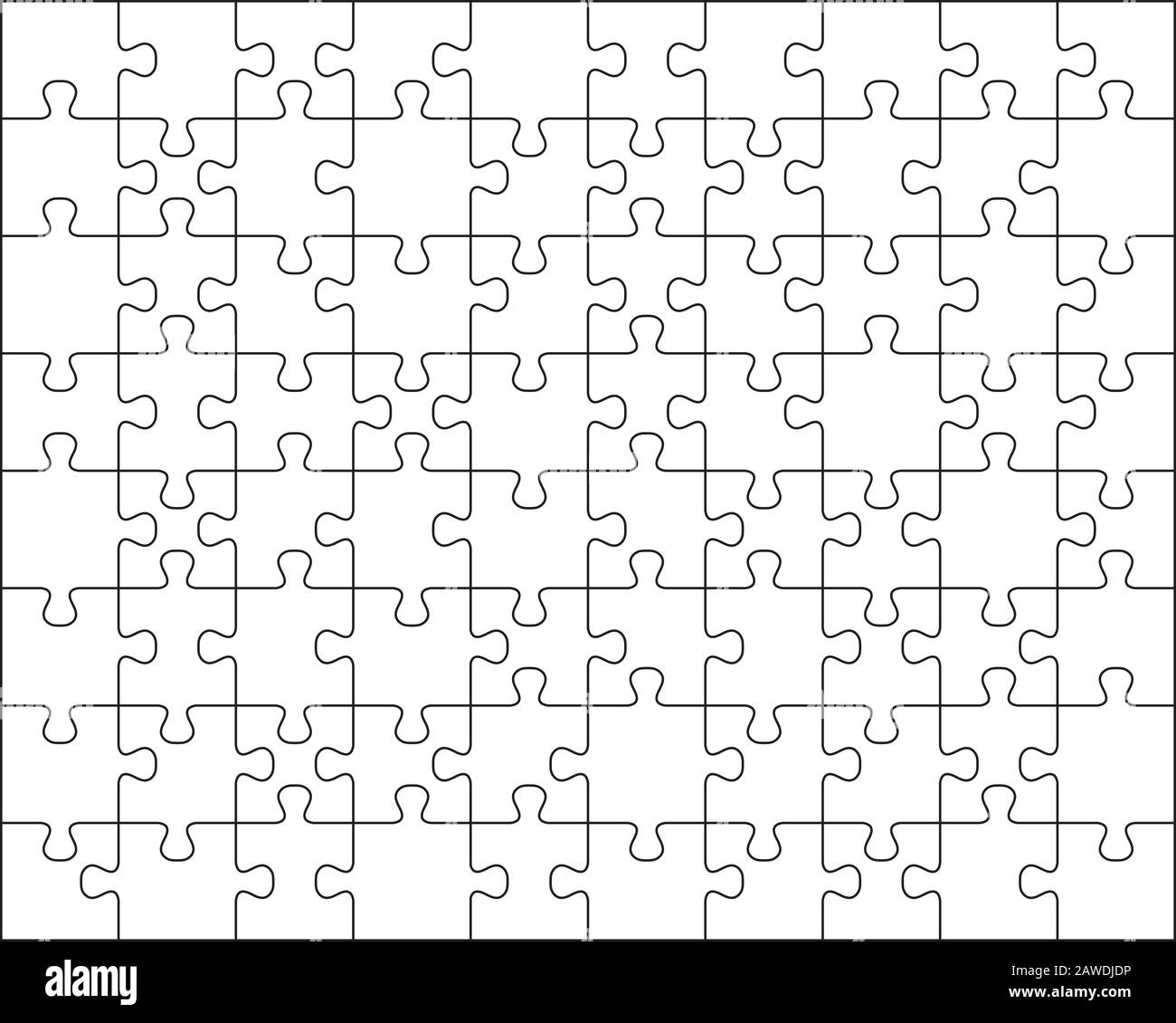 Vector illustration of big white puzzle, separate pieces Stock Photo
