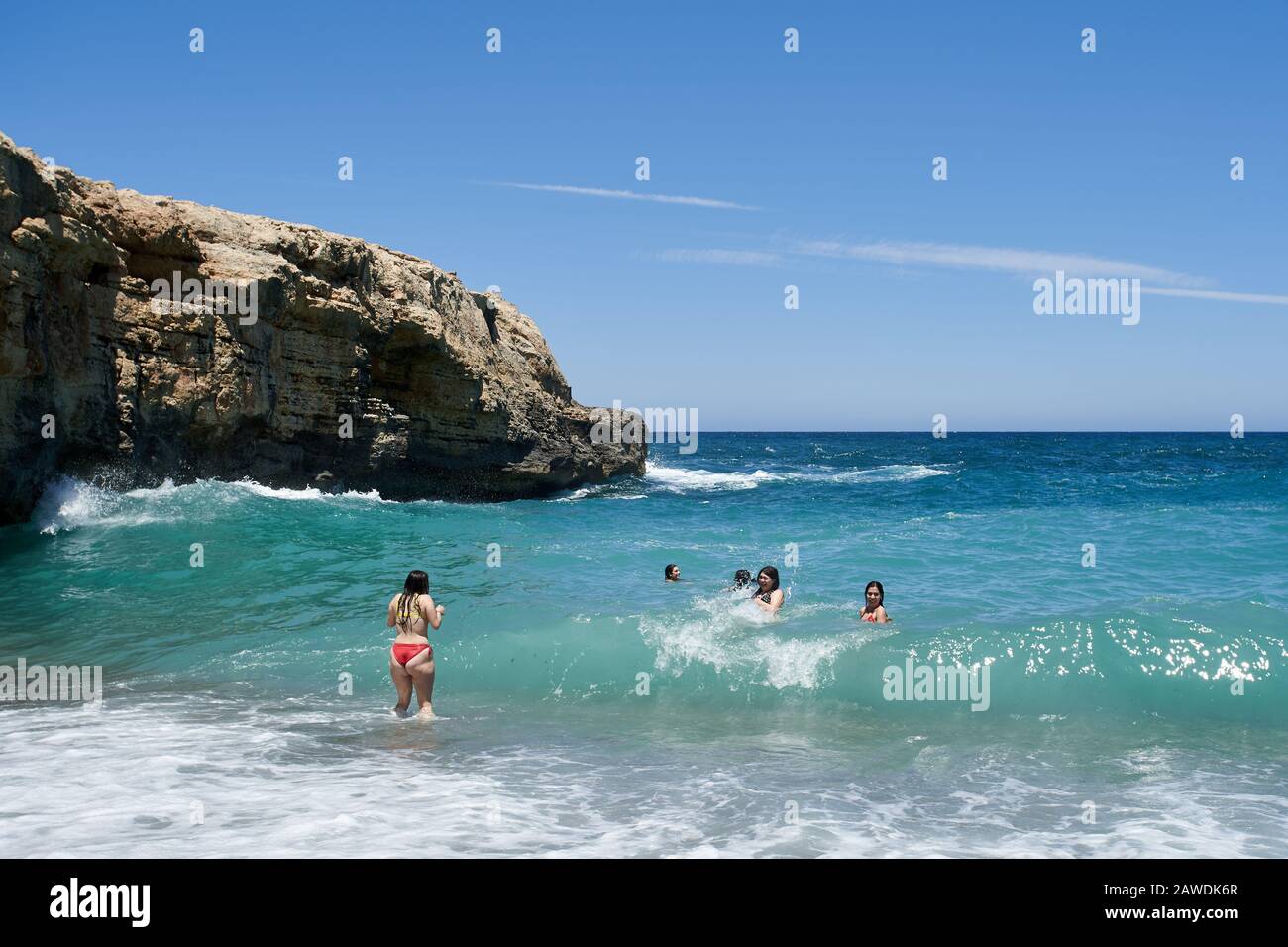 CRETE ISLAND, GREECE, May 24, 2019. Geropotamos beach and river, Rethymno prefecture.  in Summer Stock Photo