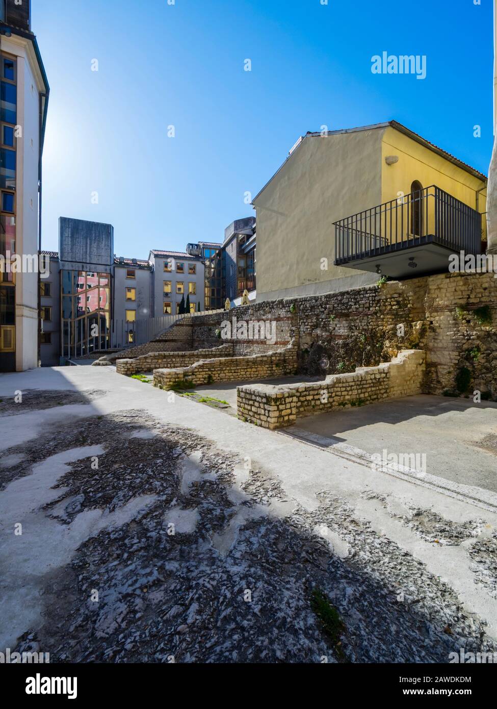 Architectural remains of medieval houses in center of Rijeka Croatia Europe Stock Photo