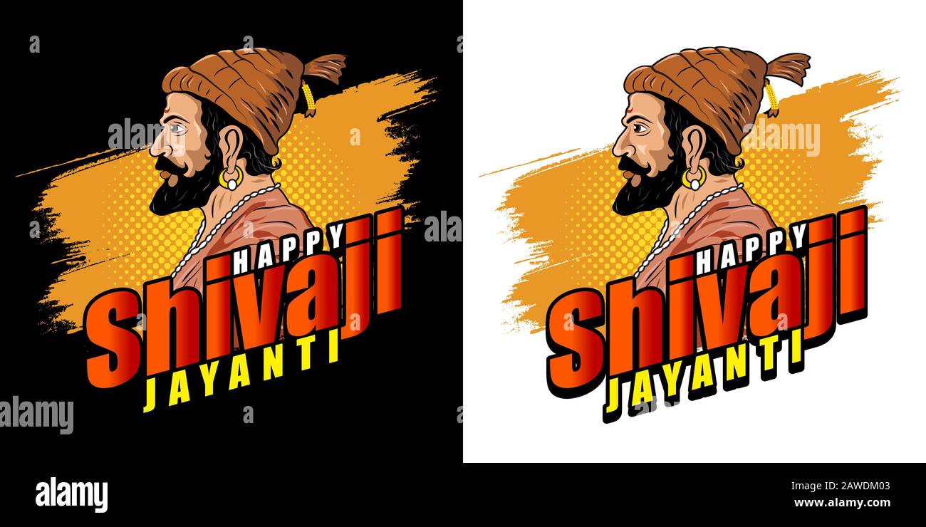 Happy Shivaji Jayanti Concept, Template, Banner, Logo Design, Icon, Poster, Unit, Label, Web, Symbol, Sign, Mnemonic. King Chatrapati Sjiivaji Maharaj Stock Vector