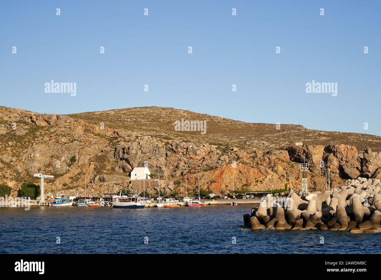 Greek village of Loutro, Chania, Crete, Greece in summer Stock Photo