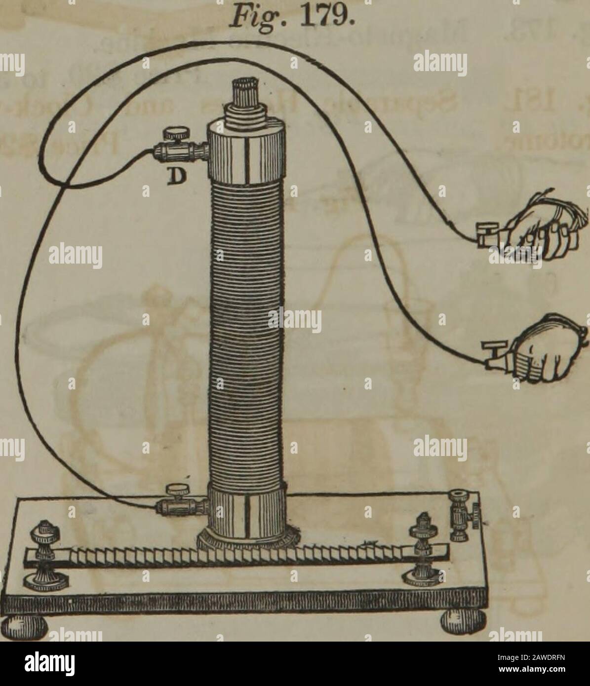 Catalogue of apparatus, to illustrate magnetism, galvanism, electrodynamics, electromagnetism, magno-electricity . Fig. 175. Magneto-Electric Machine, and Vibrat-ing Electrotome. Price $45.00.. Fig. 179. Separable Helices, (with handles.) Price $10. to 12.00. OF APPARATUS. Fig. 181. 37 Stock Photo