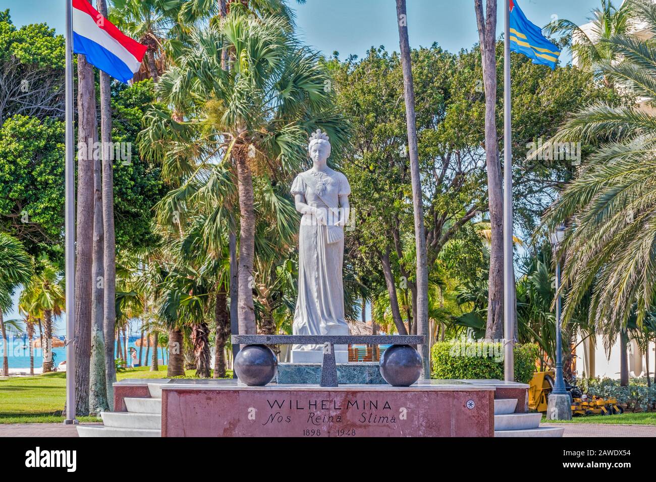Statue Of Queen Wilhelmina, Oranjestad, Aruba, West Indies Stock Photo