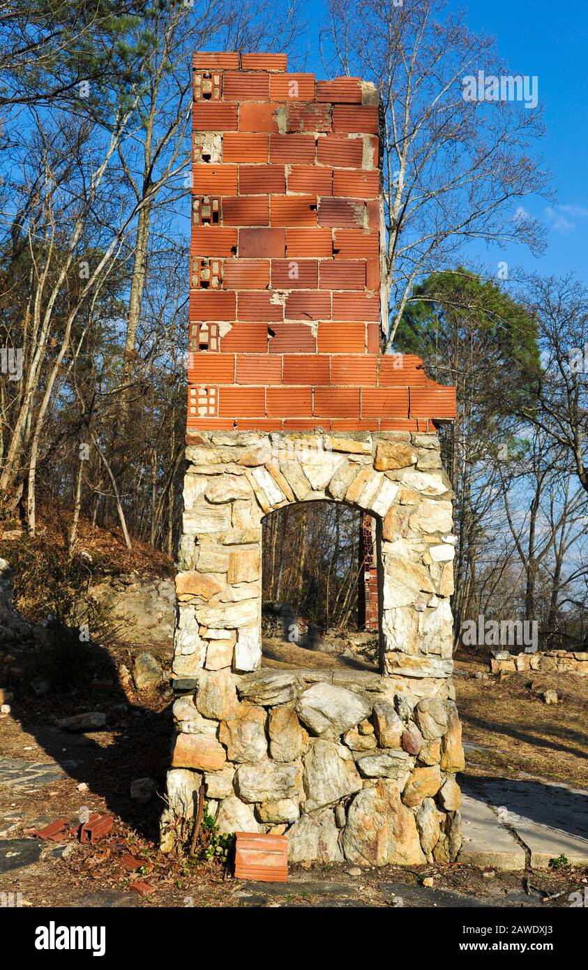 Stone Chimney Still Standing after House Burned Down Stock Photo Alamy