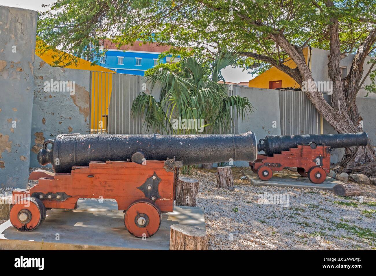 Cannon At Fort Zoutman, Oranjestad, Aruba, West Indies Stock Photo