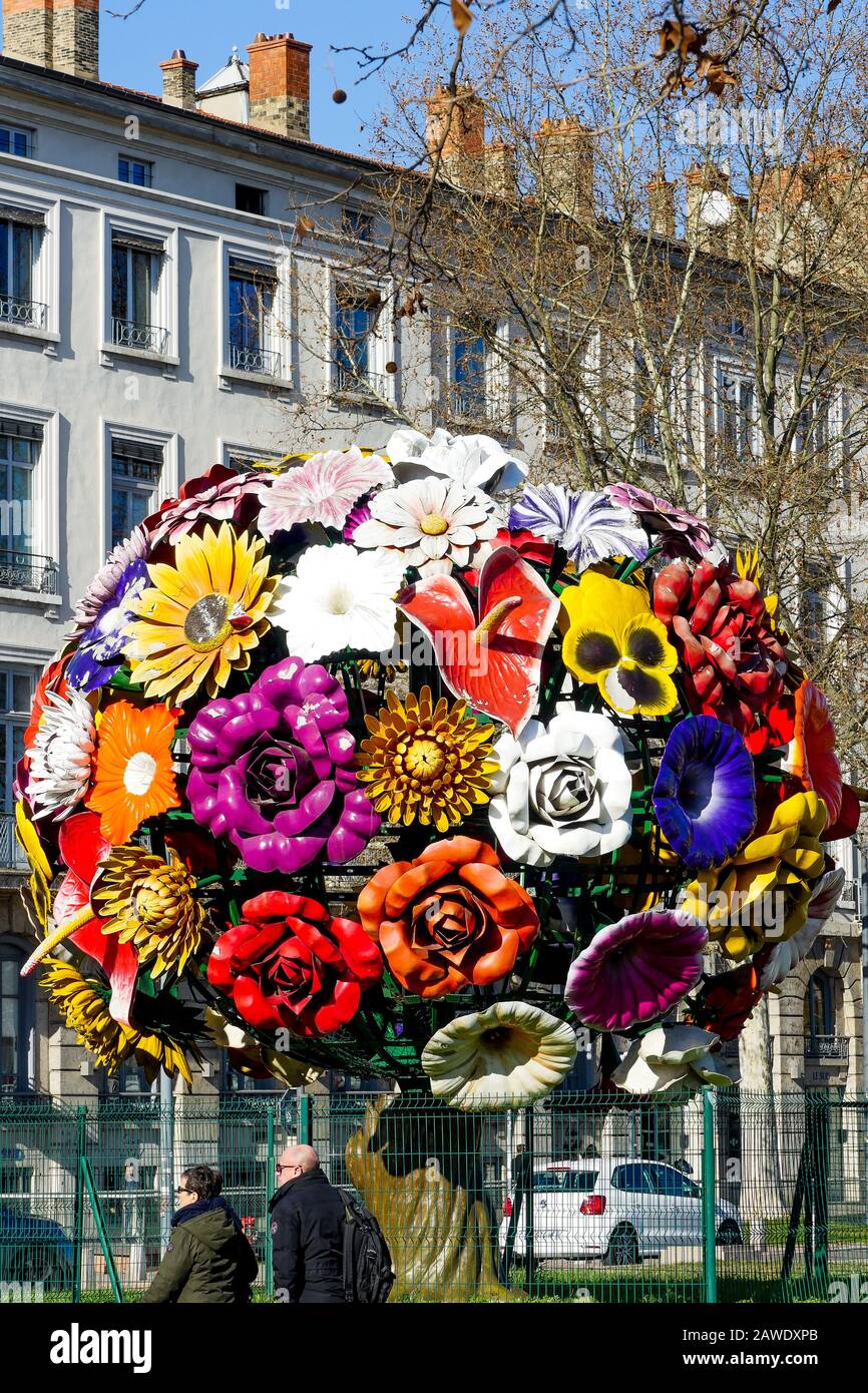 Flower Tree, artwork by corean artist Jeong Hwa Choi, Antonin Poncet  square, Lyon, France Stock Photo - Alamy
