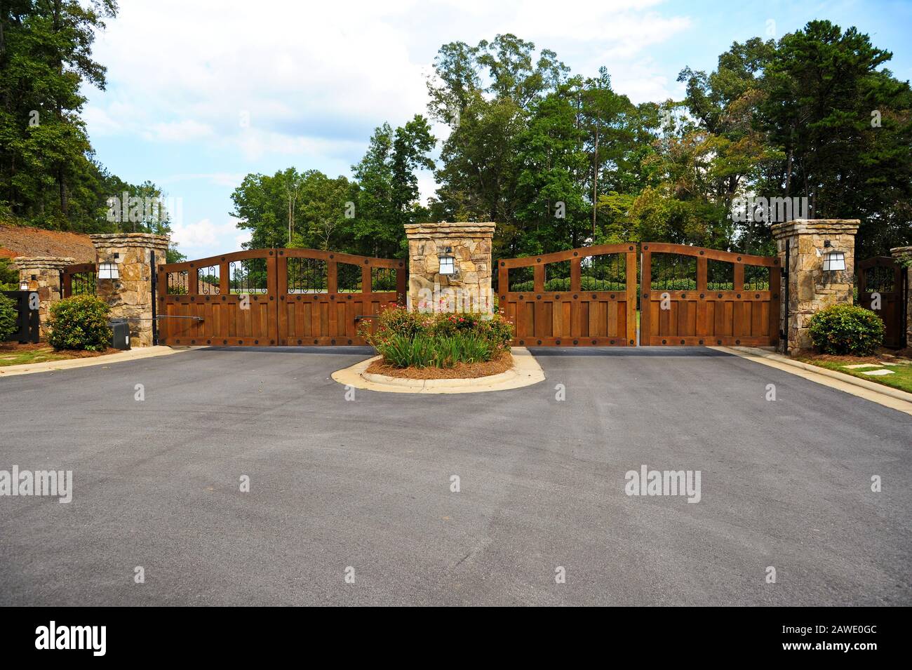 Stately Entrance to New Gated Community Stock Photo - Alamy