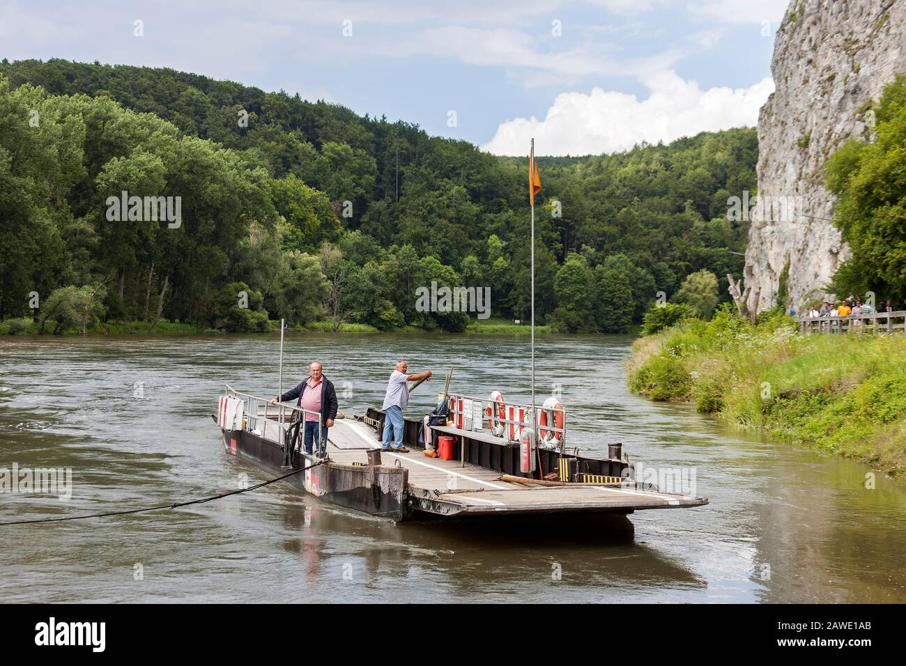 Ferry, Danube breakthrough, Germany Stock Photo