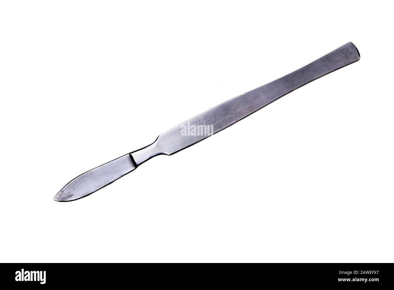 Surgical metal scalpel isolated on white background Stock Photo
