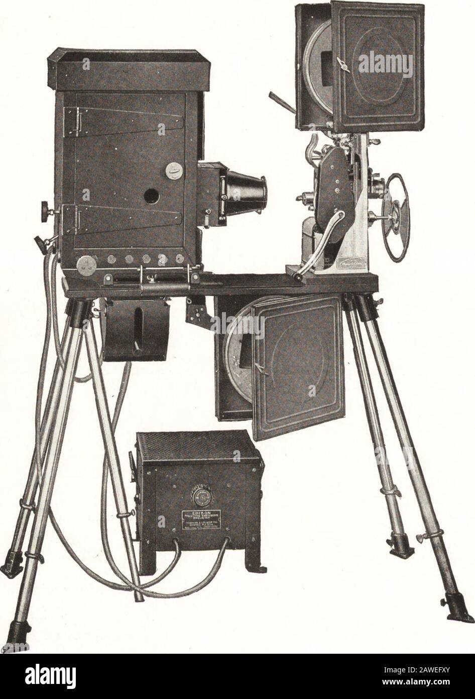Catalog of stereopticons, motion picture machines, projection apparatus : manufactured and imported by the McIntosh Stereopticon Company . ES. The use of motion jMctures is becoming so increasinglypopular in every line of educational, religious and generalprojection as well as for purely amusement purposes that wehave made a careful study of the motion picture situation andhave selected two machines to recommend specifically to ourcustomers. These machines are the F.dison Type D Kinetoscopeand the Safety Film Projector. The Edison we believe to be equal if not superior to anymachine on the mar Stock Photo