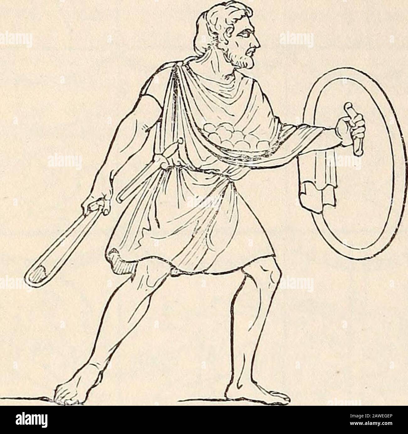A dictionary of Greek and Roman antiquities.. . y readof slingers hi these wars. Among the Greeks theAcarnanians in early times attained to the greatestexpertness in the use of this weapon (Thuc. ii. 81);and at a later time the Achaeans, especially the in-habitants of Agium, Patrae, and Dymae, were cele-brated as expert slingers. The slings of these Achae-ans were made of three thongs of leather, and not ofone only, like those of other nations. (Liv. xxxviii.29.) The people, however, who enjoyed the greatestcelebrity as slingers were the natives of the Balearicislands. Their skill in the use o Stock Photo