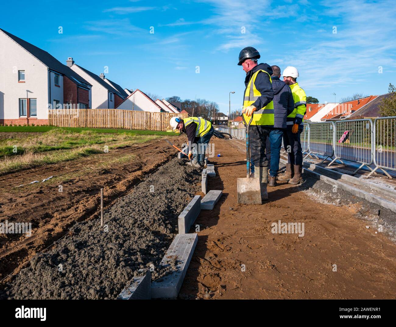 Cala Homes funded construction of core path for walking & cycling between Gullane & West Fenton, East Lothian, Scotland, UK Stock Photo