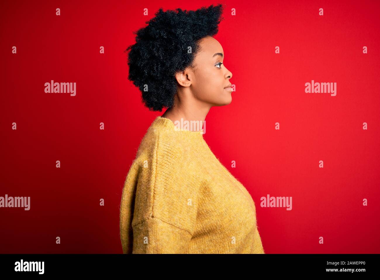 Young Beautiful African American Afro Woman With Curly Hair