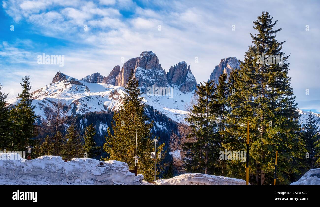Canazei, Val di Fassa ski resort in Dolomites, Italy Stock Photo - Alamy