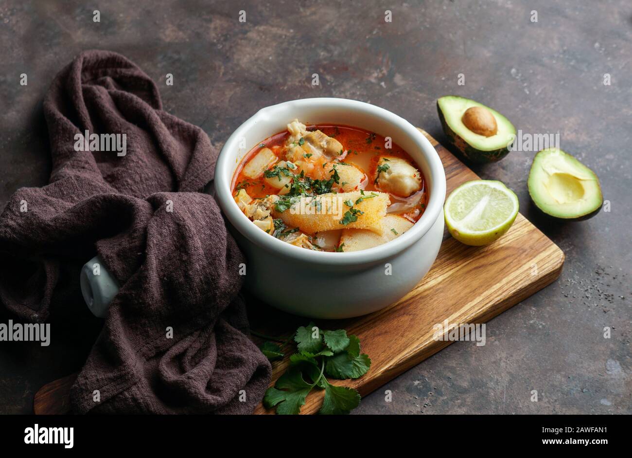 Sopa de mondongo, colombiano, Latin America dish, soup made from diced