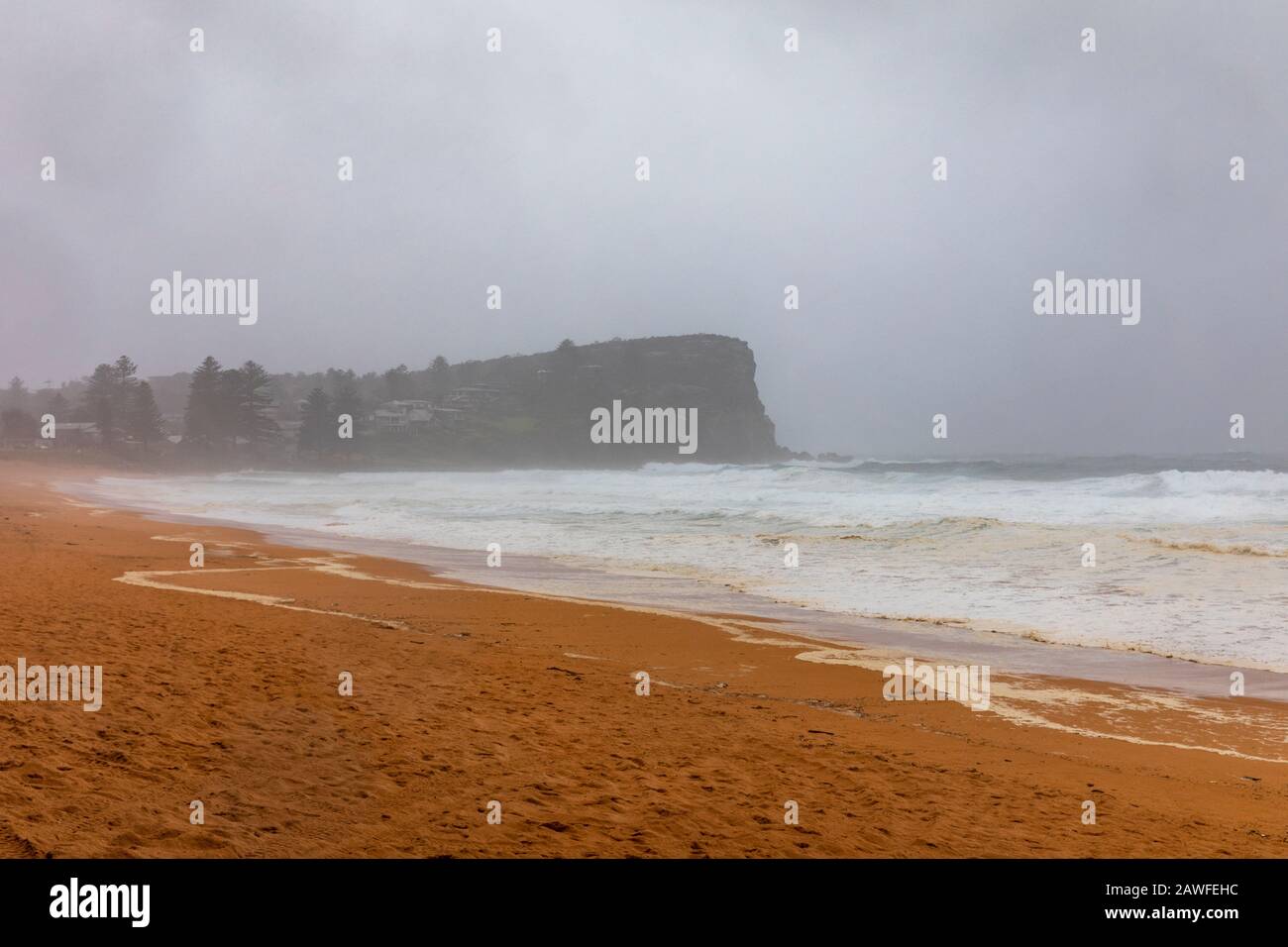 Wild storms and king tide surf conditions at Avalon Beach in Sydney during february storms,Australia Stock Photo