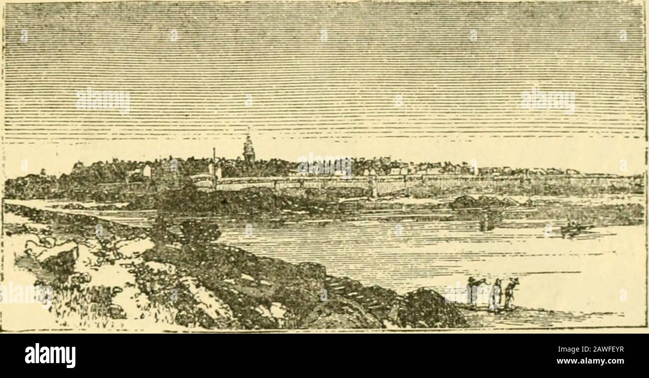 The Pine-tree coast . SAMUEL CHAMPLAIN. A VOYAGE TO NORUMBEGA. 255 Jean Alfonse, called the Saintongeois, was contemporary with Verrazano,Rarmentier, and Cartier, whose discoveries he would Beem to have been desirousof emulating. His surname of Saintongeois identifies him with thai fruitfulold province in the wesl of France, thai in later times gave De Monts andChamplain to the cause of American colonization. Our judgment of Alfonse is based largely upon the verdict of writers t histime. The sonnets ami other eulogistic verse addressed to him bear witness toour day how high Cegentilcapitainede Stock Photo