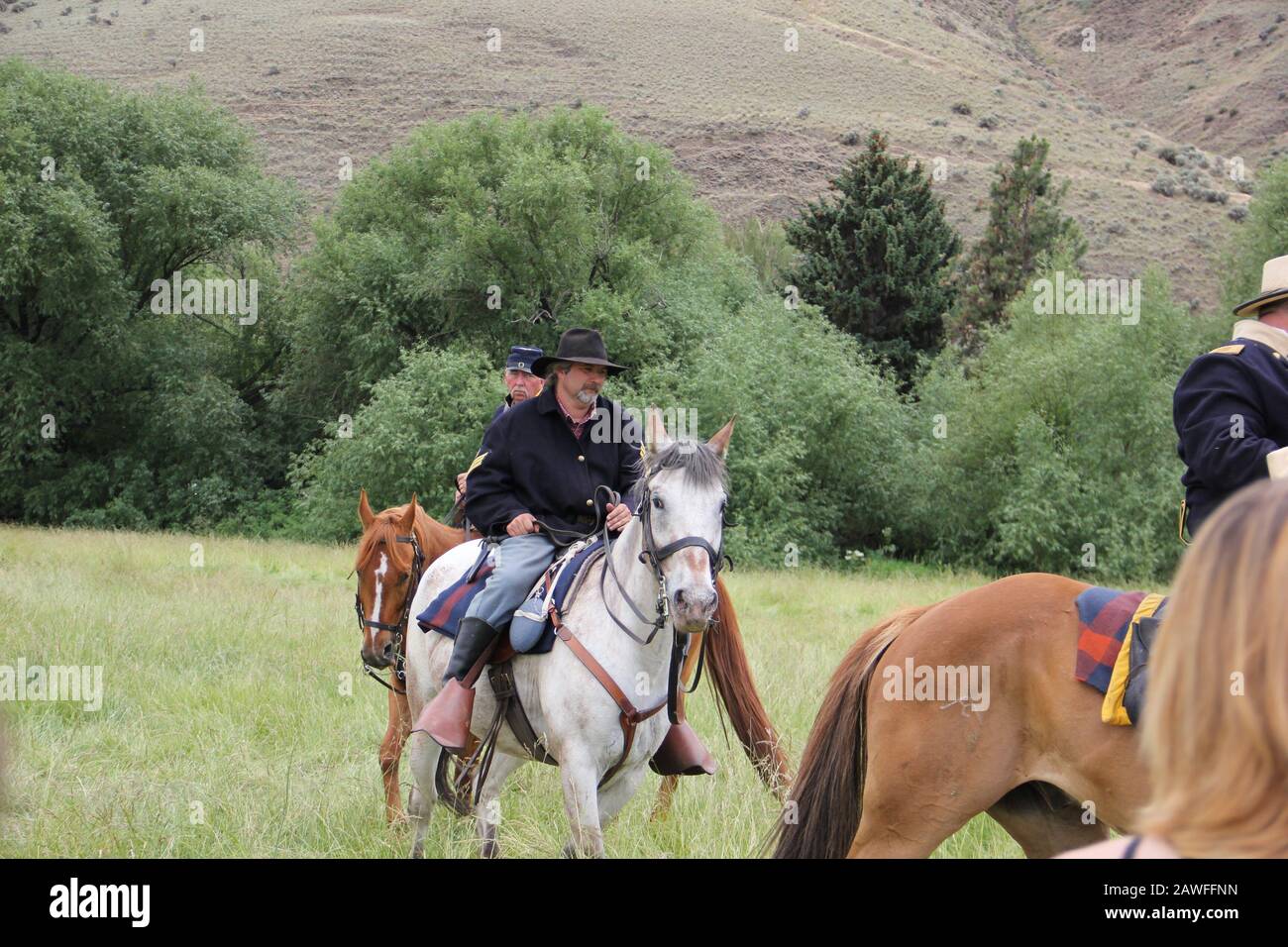 Union Gap, WA / USA - June 16, 2013:  The largest Civil War Reenactment in Washington State takes place in the Yakima Valley on a hot summer day. Stock Photo