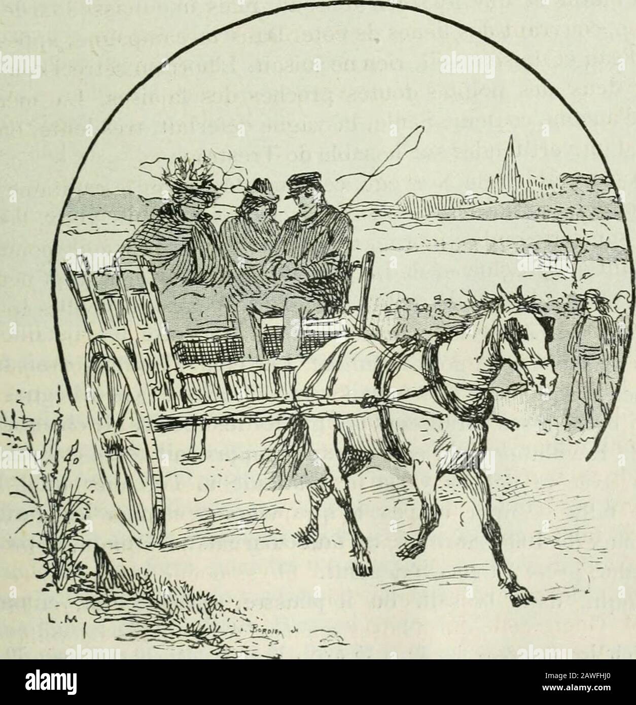 La Lecture . i bien : « Tiens, lafille de M. Guen, celle qui a laissé son mari à Lannion! La voilà!Cest elle ! Voyez donc! » MADAME CORENTINE 489 Bientôt la rumeur grandit. Le cheval se mit de lui-même aupas pour gravir le dos pierreux de la butte. Et Guen prit son airde pilote responsable, les yeux bridés et fixes, tâchant de neheurter personne dans la foule serrée autour de la carriole. Enhaut, on voyait maintenant quelques pauvres toits dherbes sè-ches collés à labri de gios rochers ronds, couverts de lichens,un village misérable au-dessus duquel senlevait la petite nef degranit, les ogives Stock Photo