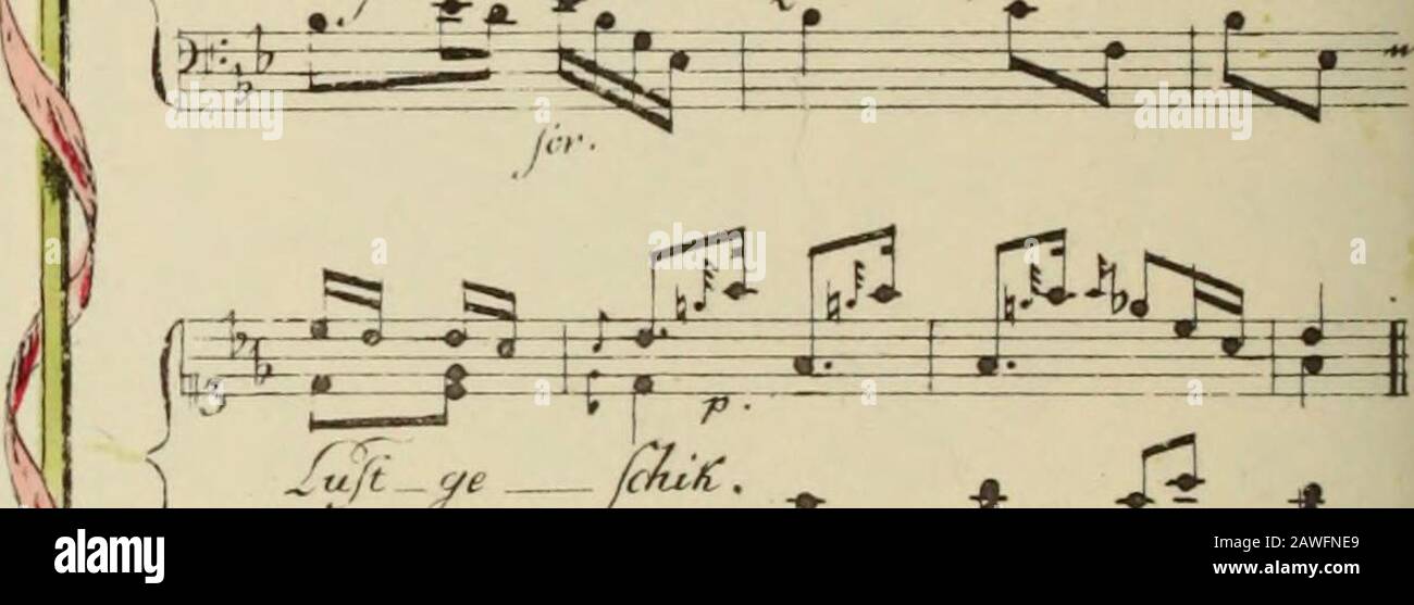 Neujahrsgrüsse empfindsamer Seelen; eine Sammlung von Liedern mit Melodien und Bilderschmuck aus den Jahren 1770-180075 faksimilierte und mit der Hand kolorierte Blätter . Wun/SttS/fr it (!nf-  /toH . äw, «/ - ur Heu . ae. , Jft Ifl, p v&gt; I ^ tt/? ytf fchi-tC, m £± ?=rHr=T%3 Stock Photo
