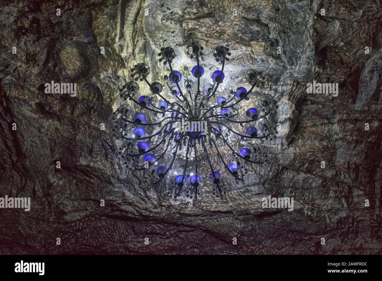 Salt chandelier in the amazing underground Zipaquirá salt cathedral, Zipaquirá, Colombia Stock Photo