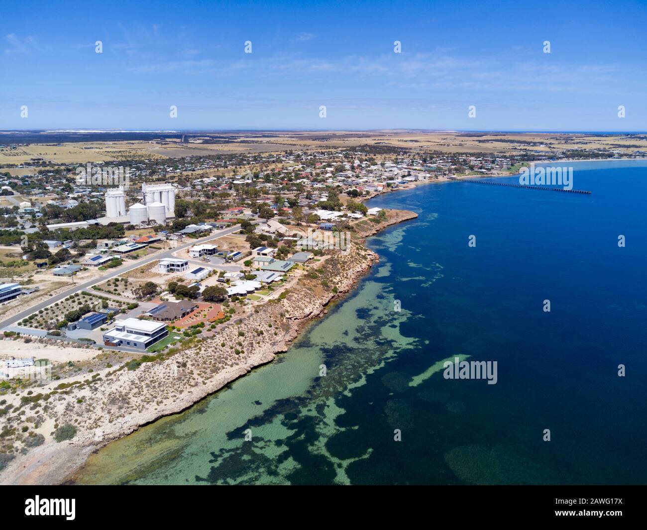 Aerial of luxury houses on the shores of Streaky Bay Eyre Peninsula