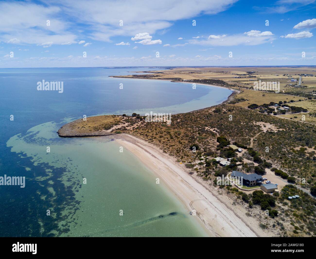 Aerial of luxury houses on the shores of Streaky Bay Eyre Peninsula