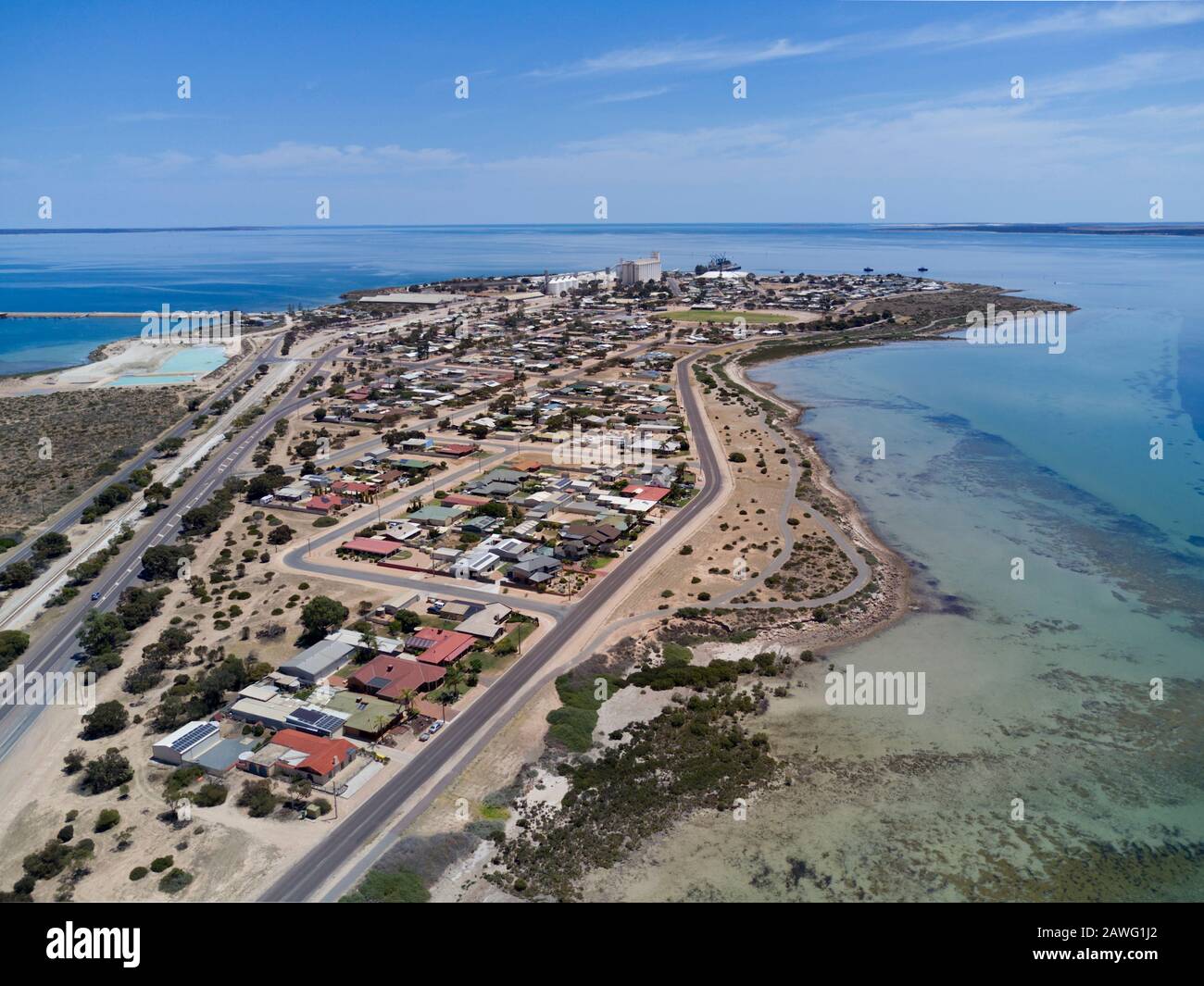 Aerial of the waterfront residential houses between Ceduna and Port