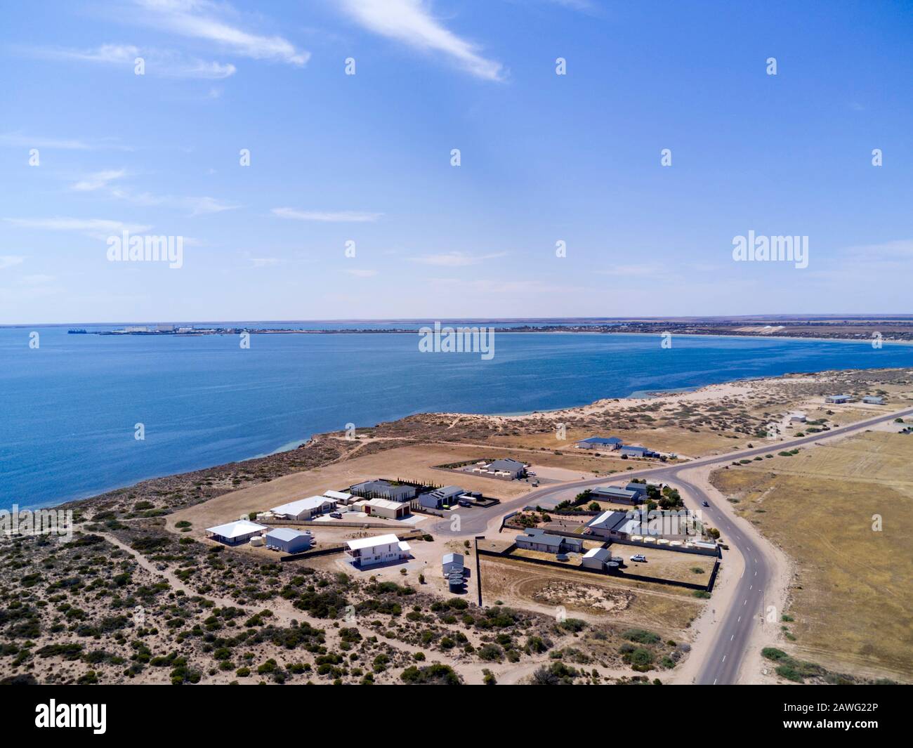 Aerial of coastal real estate development at Ceduna Waters Eyre