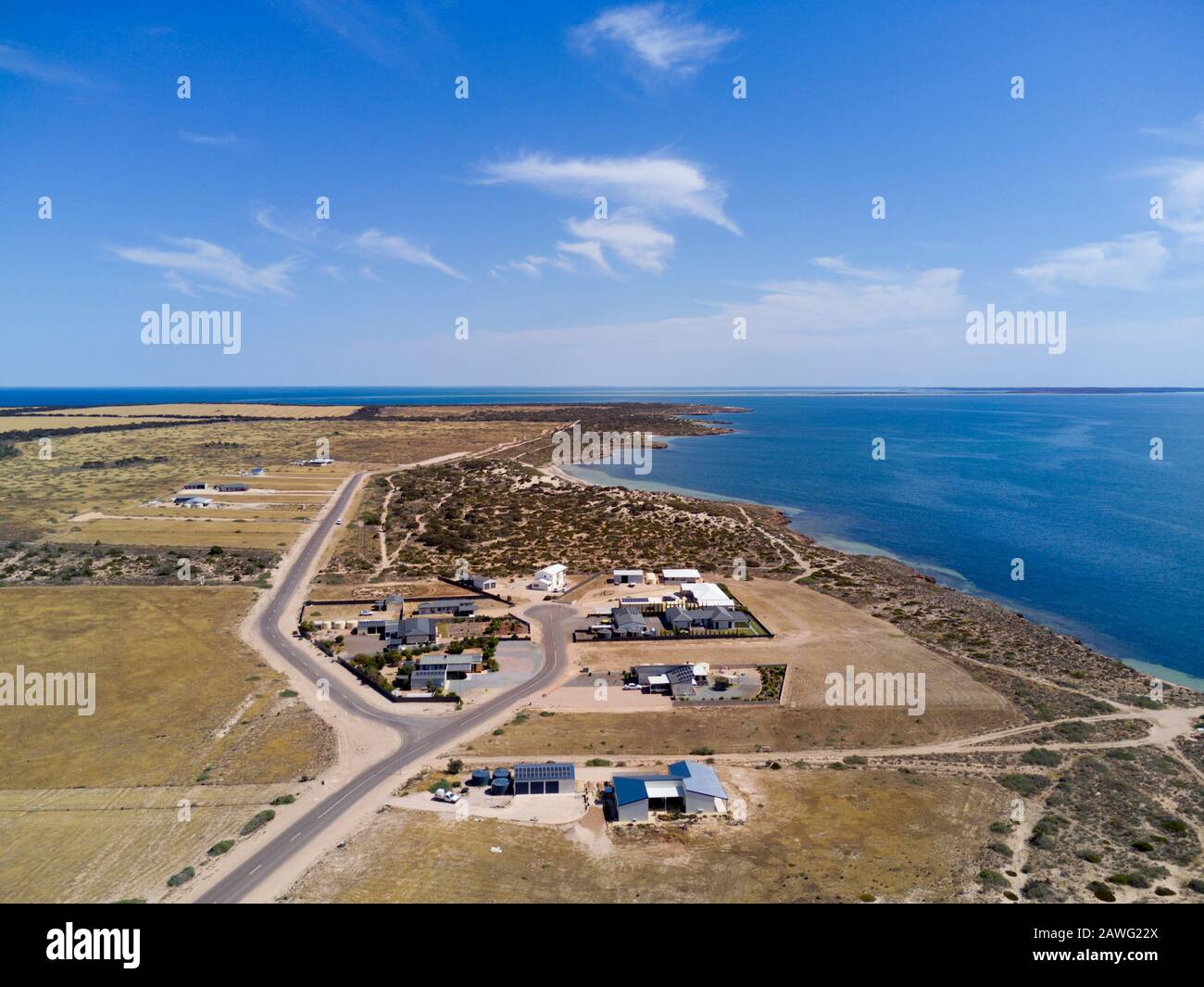 Aerial of coastal real estate development at Ceduna Waters Eyre