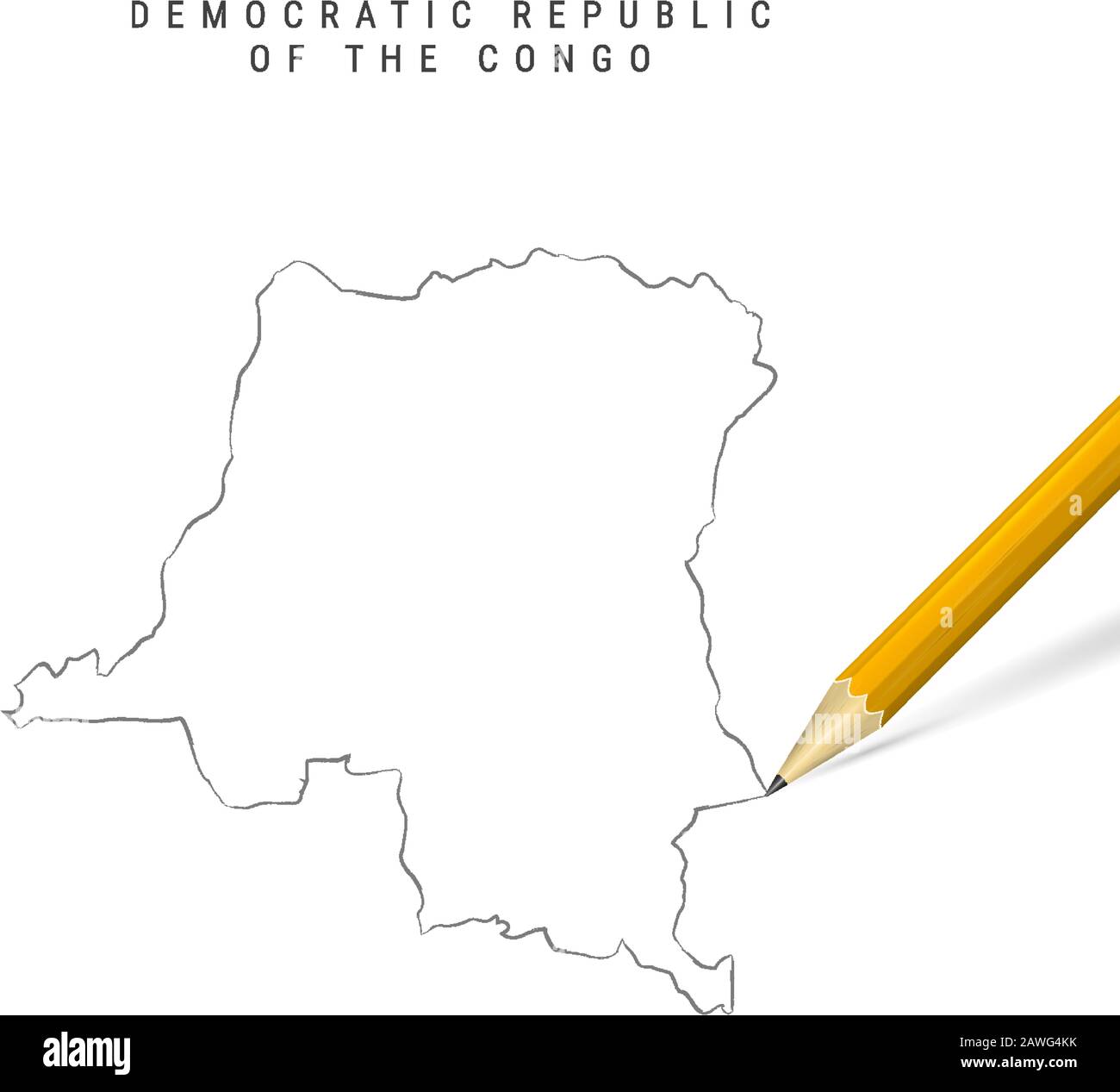 Democratic Republic of the Congo freehand pencil sketch outline map ...