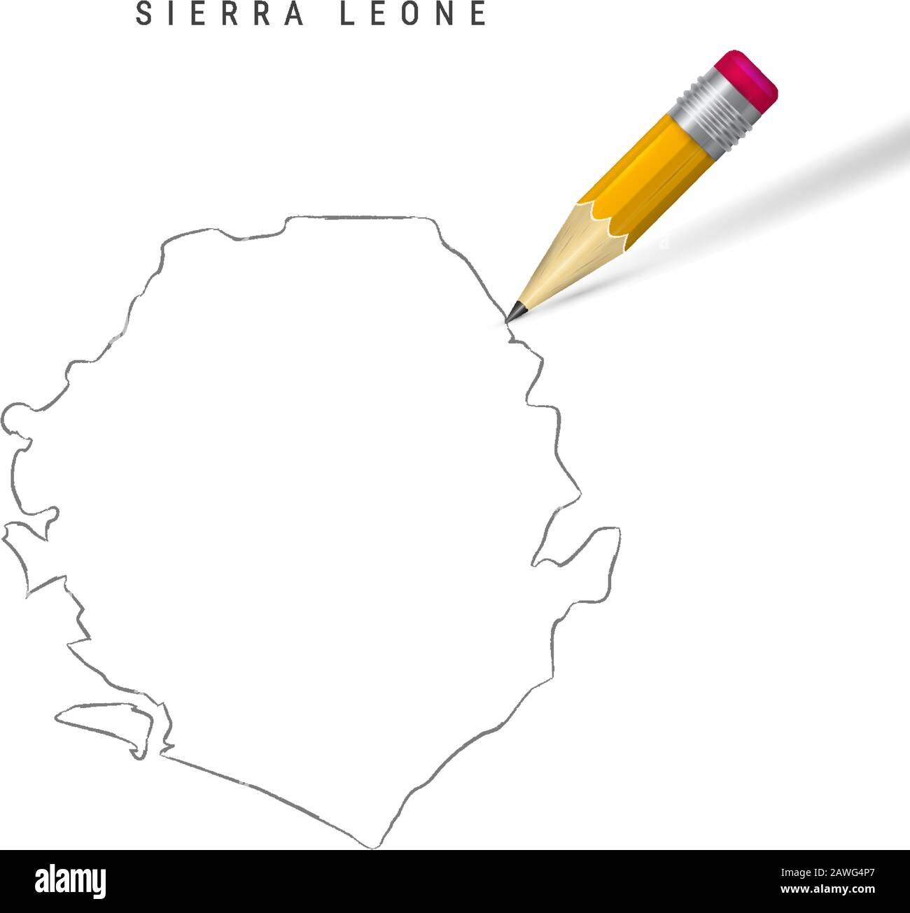 Sierra Leone freehand pencil sketch outline map isolated on white ...