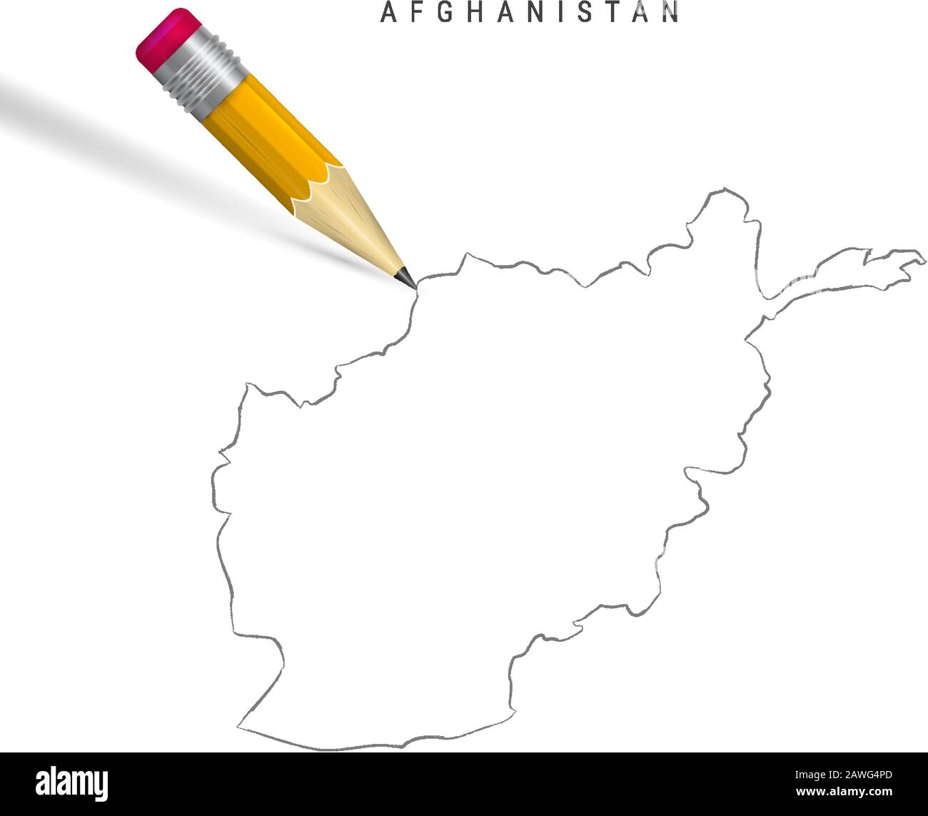 Afghanistan Freehand Pencil Sketch Outline Map Isolated On White Background Empty Hand Drawn Vector Map Of Afghanistan Realistic 3d Pencil With Soft Stock Vector Image Art Alamy