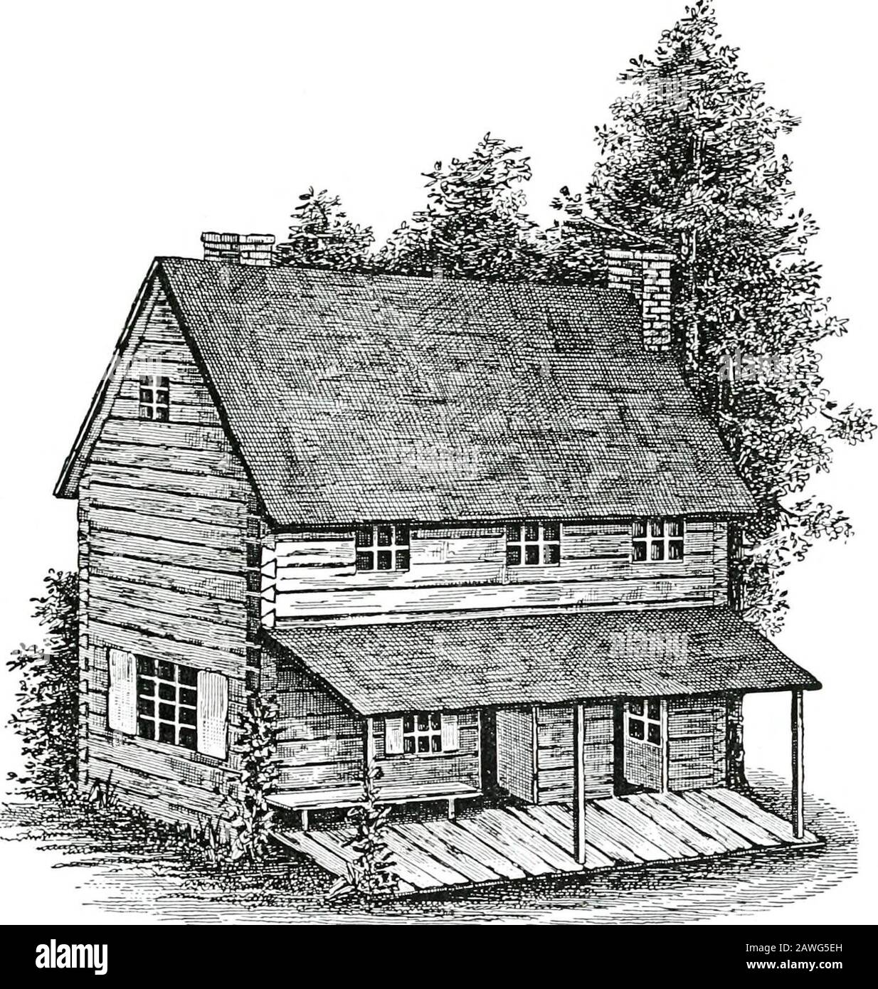 History of Northumberland County, Pennsylvania . works probably began as soon as it became evident that they would beno longer required for military purposes. Colonel Samuel Hunter lived atthe fort until his death in 1784; his residence and that of his family afterhis decease was the building originally erected as the colonels quarters, ofwhich an engraving is herewith given. It is reproduced from a painting in THE COLONIAL PERIOD. 81 the possession of Captain John Buyers, of Selinsgrove, Pennsylvania, whichbears the following indorsement: A view of the old house at FortAugusta, one mile above Stock Photo