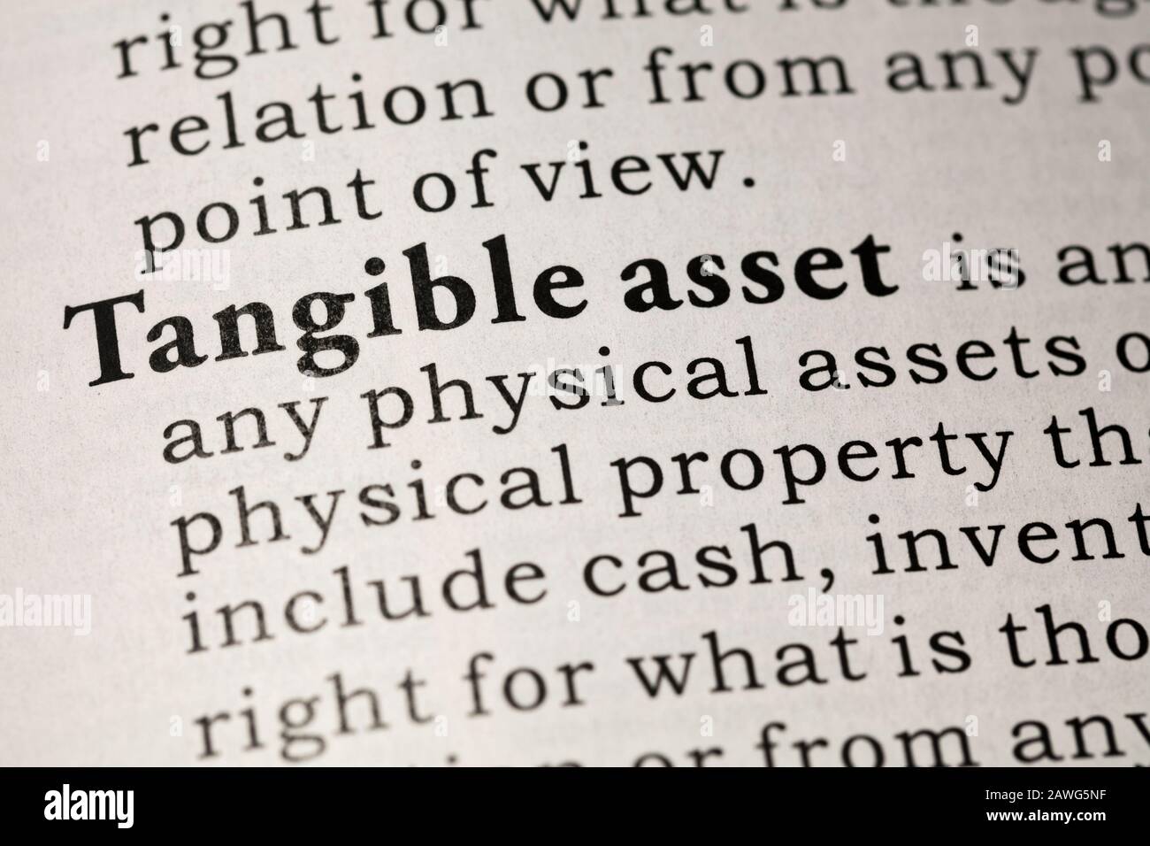 Fake Dictionary, Dictionary definition of tangible asset Stock Photo