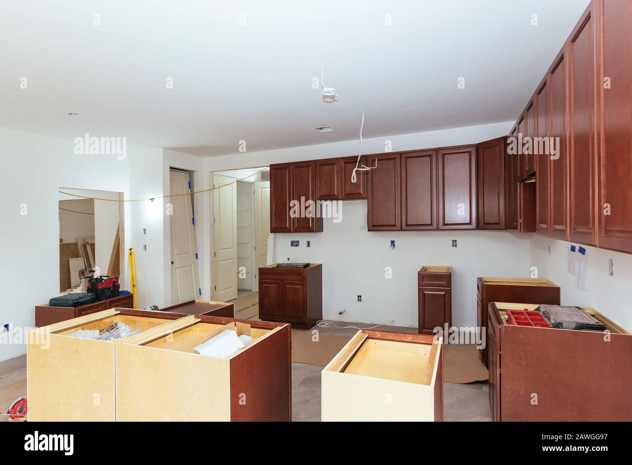 New in a home improvement kitchen view installed in a