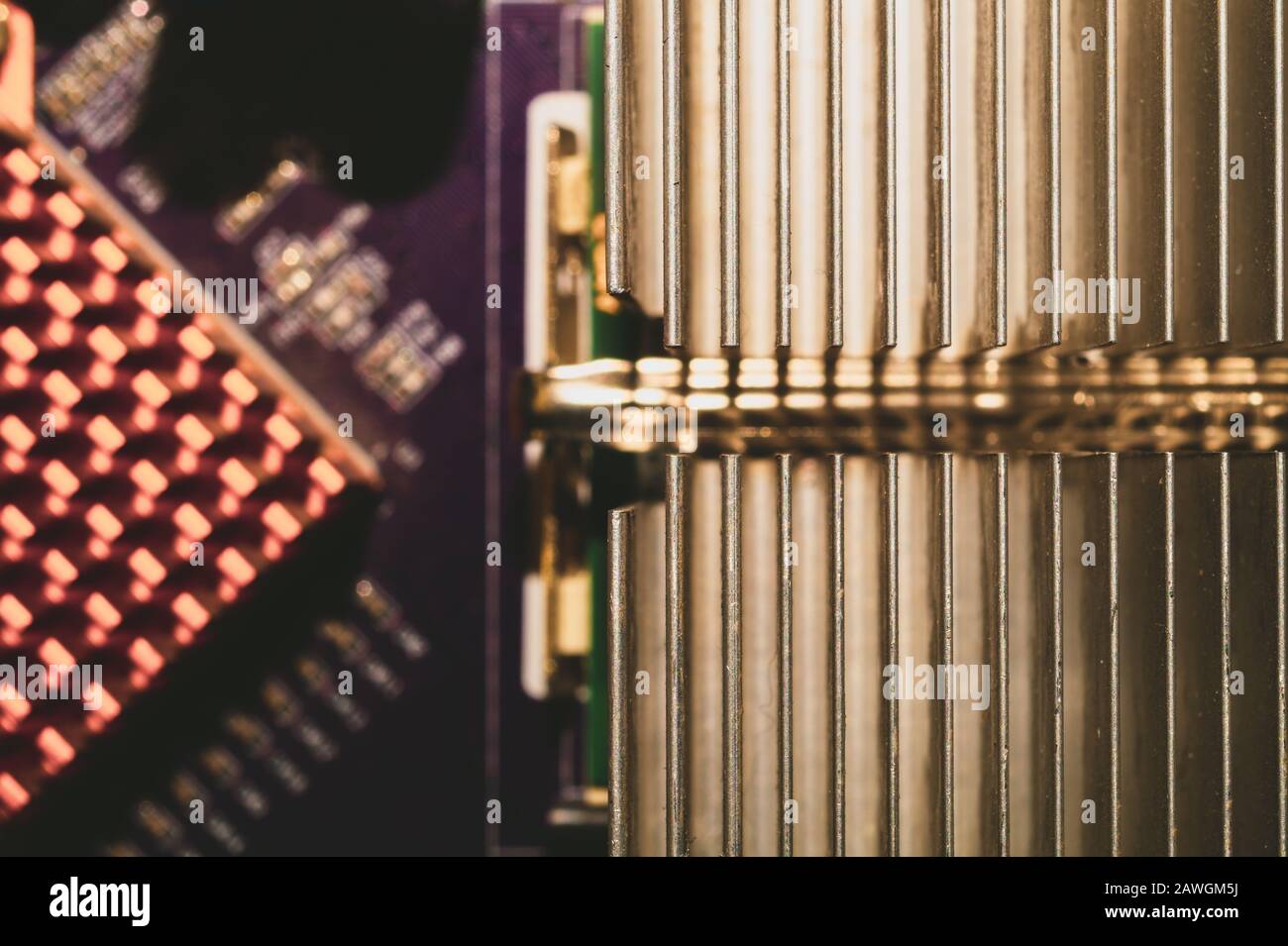 Computer radiator abstract macro background. processor cooling system ...