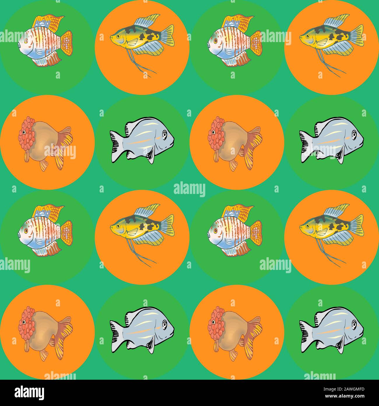 fish paerrn art illustration design Stock Vector